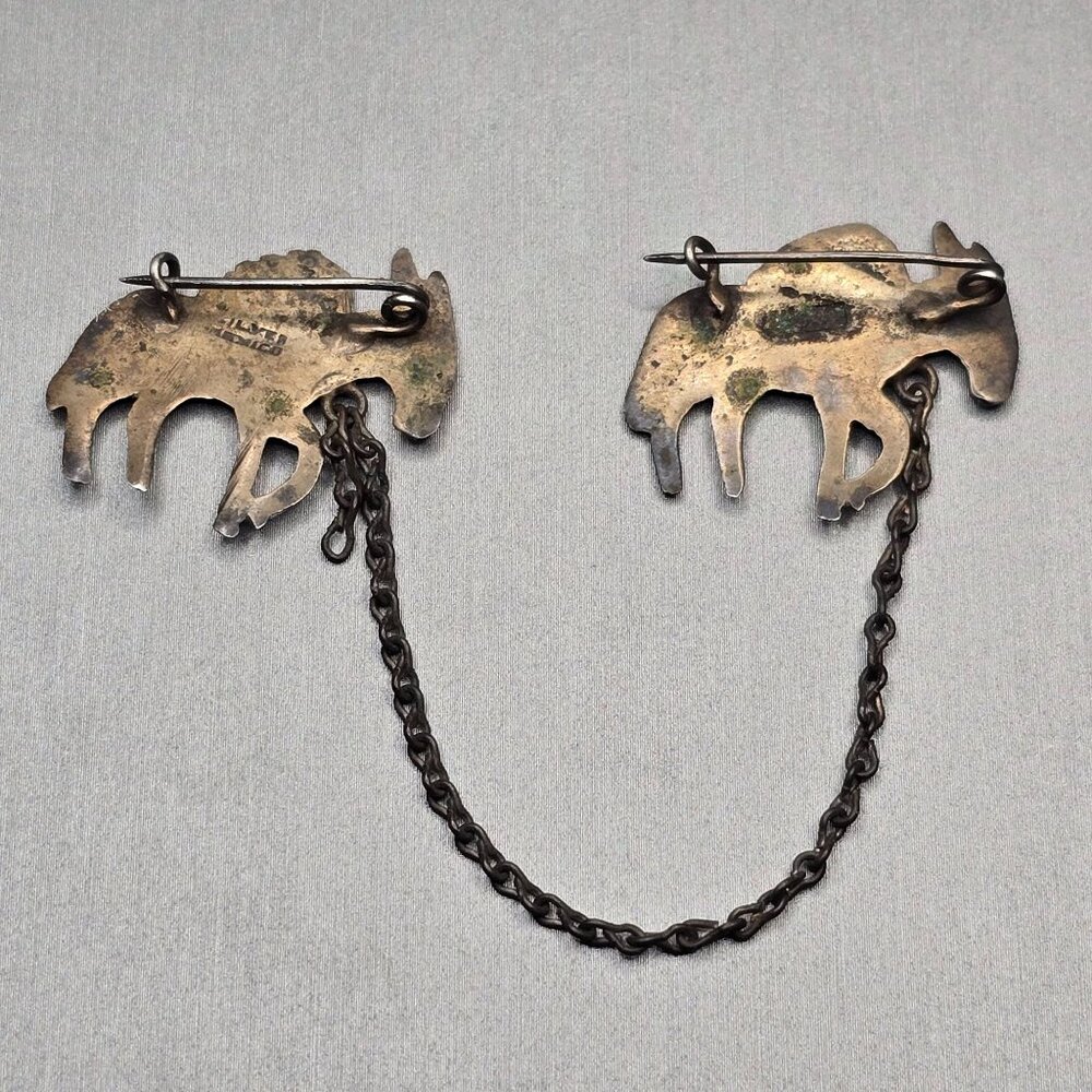 VTG Los Castillo Silver Donkey Brooch 3" Partial 2 Mule Pin Mexico - Picture 5 of 13